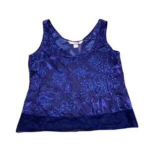 Victoria's Secret Blue Silky Floral Tank Top Small